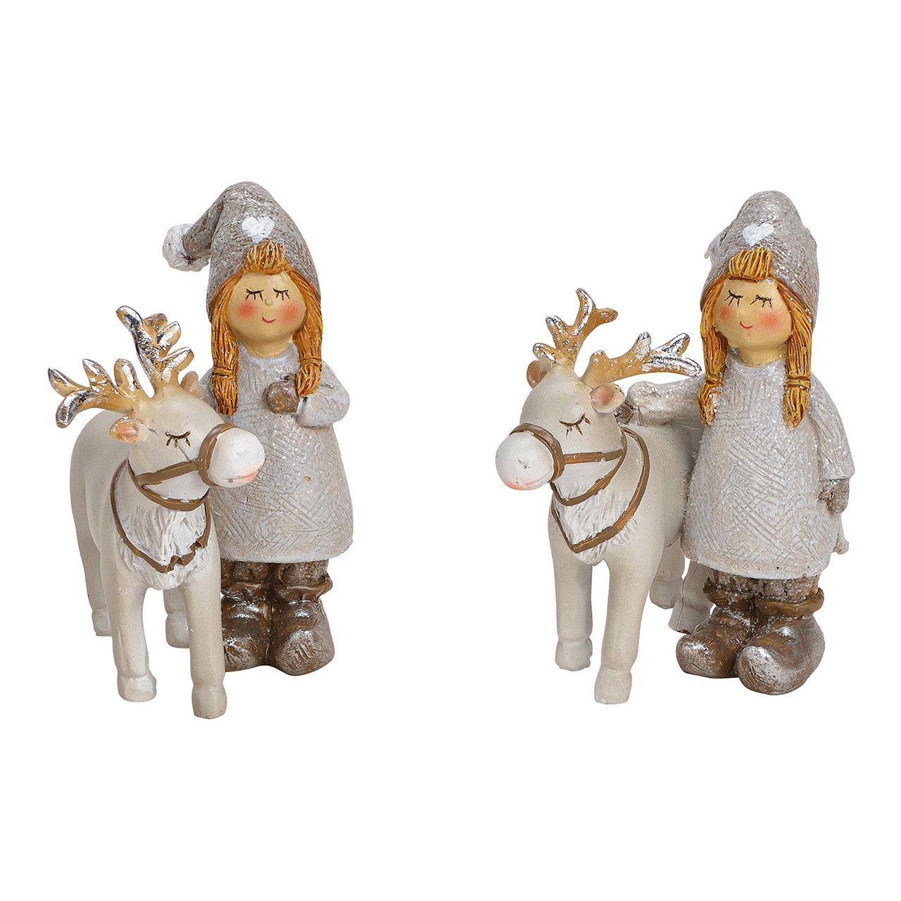 Winter child with deer made of poly gray 2-fold, (W/H/D) 6x8x6cm Winter child with deer made of poly gray 2-fold, (W/H/D) 6x8x6cm