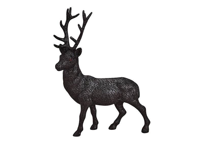Cervo con brillantini in plastica nera (L/H/D) 30x40x7 cm