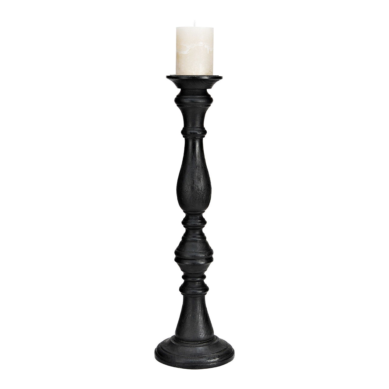 Candle holder mango wood black (W/H/D) 18x53x18cm