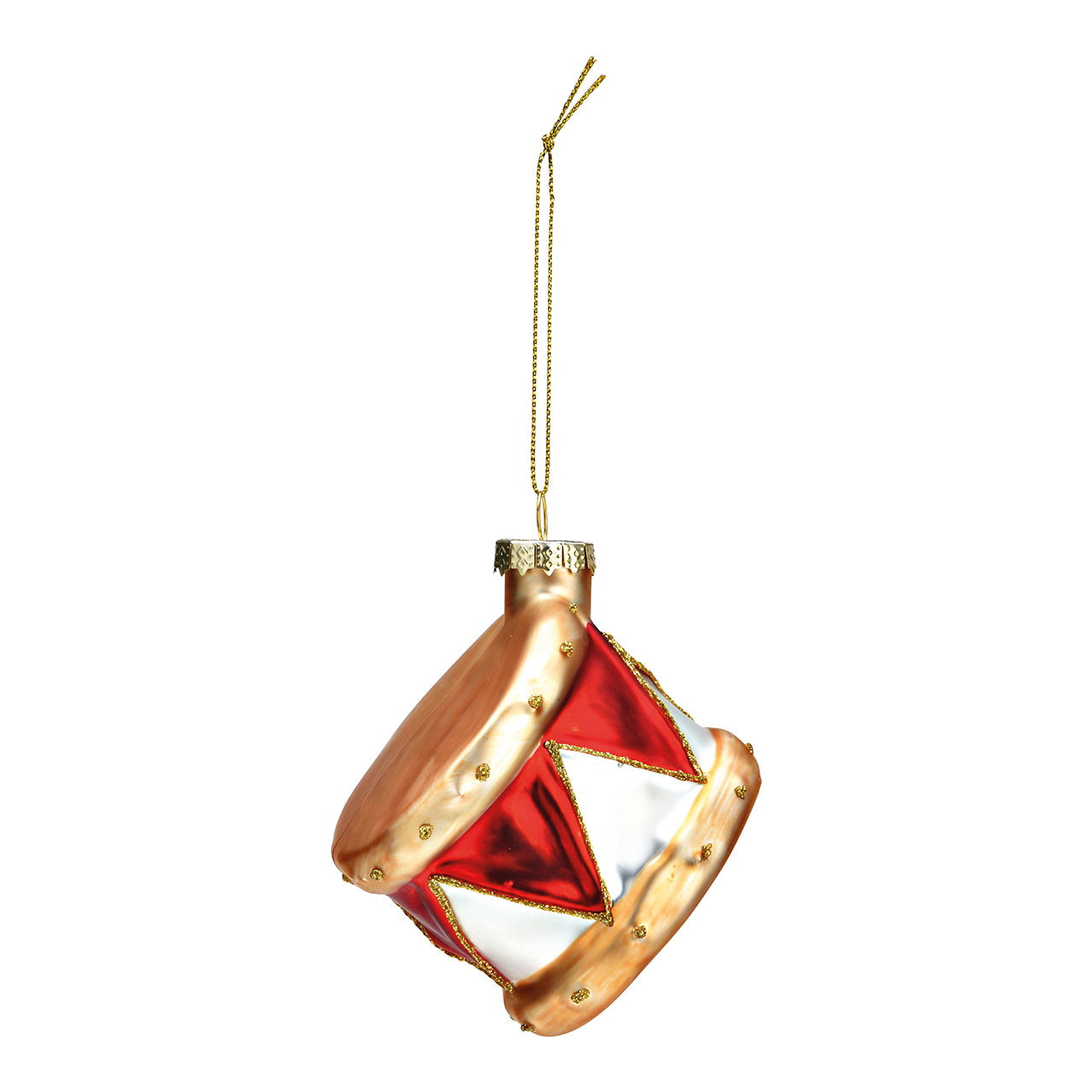 Pendentif de Noël tambour en verre multicolore (L/H/P) 7x7x7cm