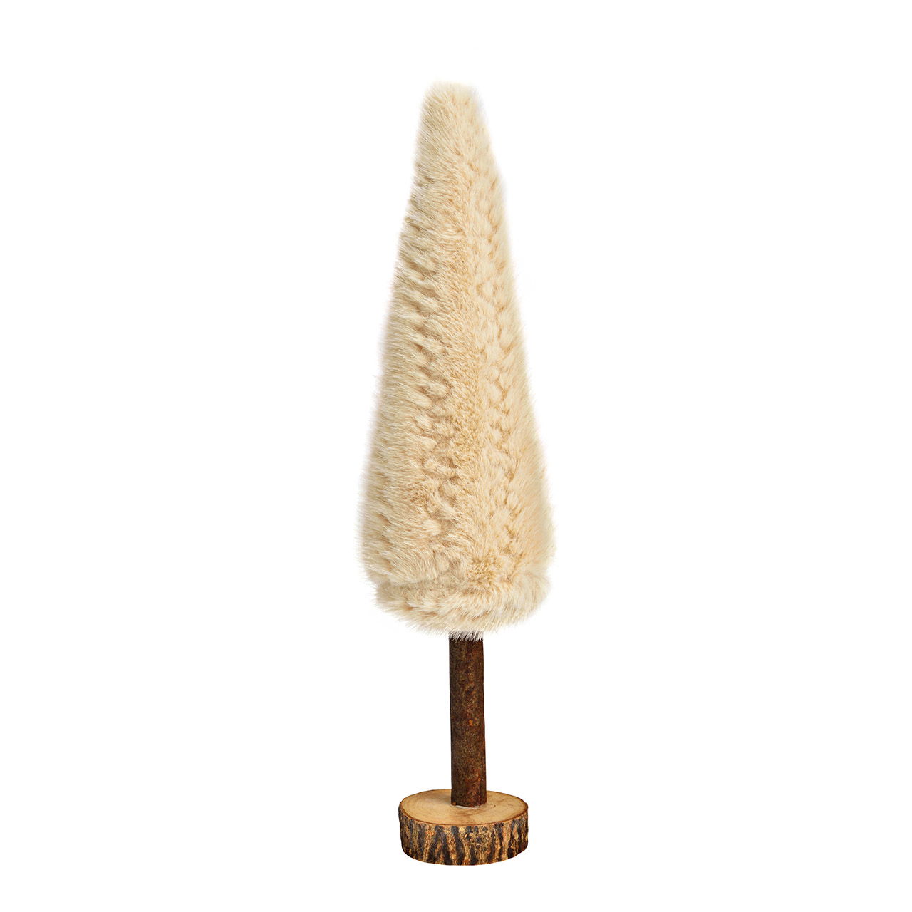 Supporto per albero di Natale Pelliccia sintetica su tronco di legno in poliestere beige (L/H/D) 9x36x9cm