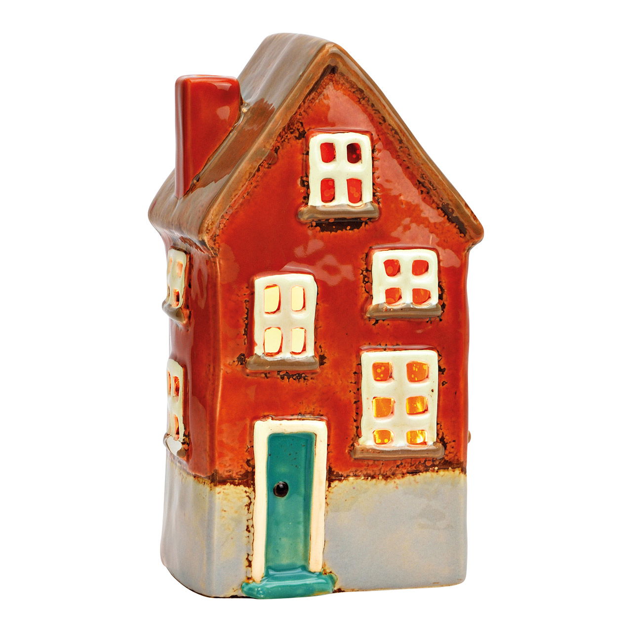 Stoneware lantern house colorful (W/H/D) 10x18x8cm