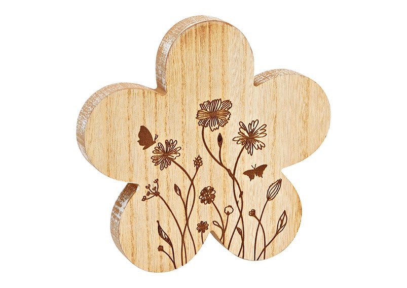 Flor Decoración prados de madera natural (A/A/P) 18x18x2cm