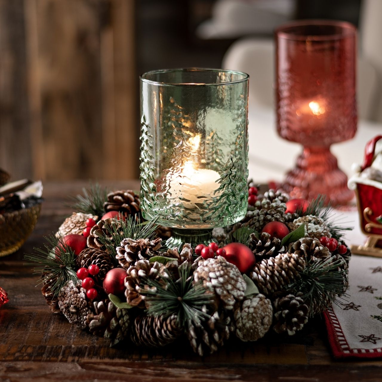 Corona de Navidad colgante de plástico, piñas Colorido (A/A/A) 30x30x7cm Pflanze, Kranz