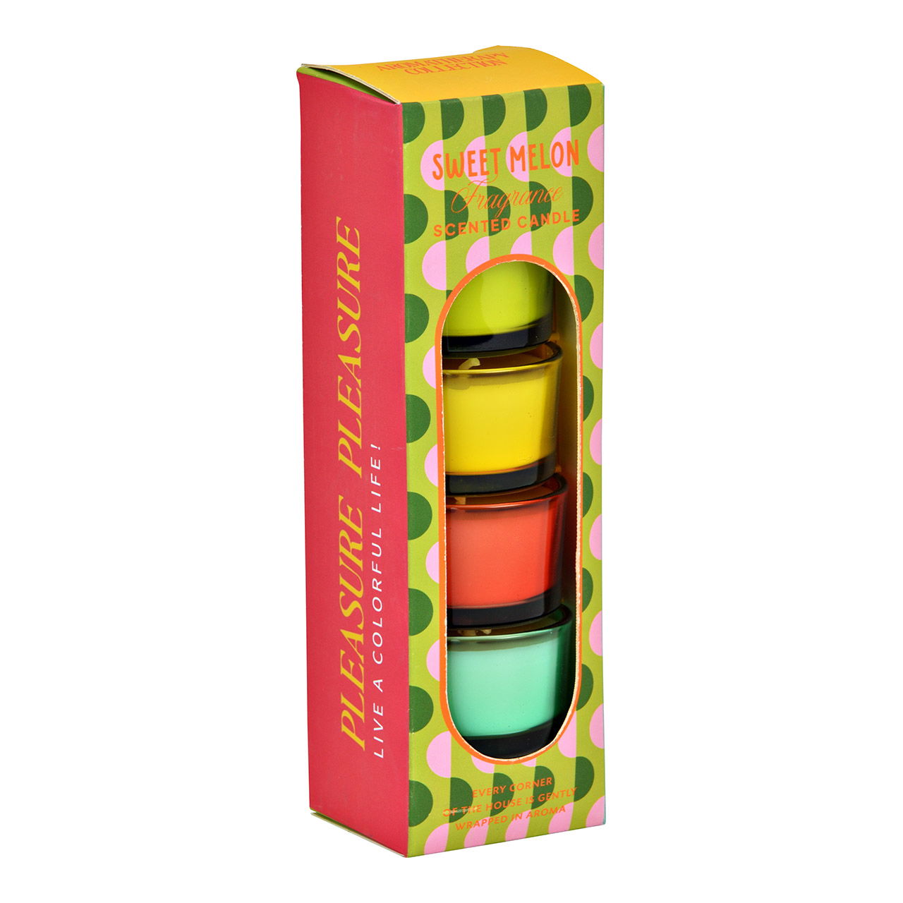 Teelicht mit Duftkerze Sweet Melon aus Glas, 4er-Set, Bunt (B/H/T) 5x3x5cm Flasche, Kosmetik