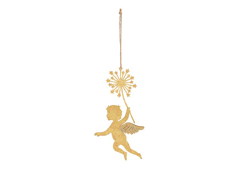 Hanger engel van metaal goud (w/h/d) 11x22x1cm