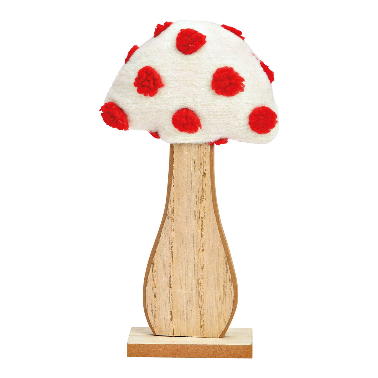 Pie de seta de madera, poliéster natural, blanco, rojo (A/A/P) 11x20x5cm Pie de seta de madera, poliéster natural, blanco, rojo (A/A/P) 11x20x5cm