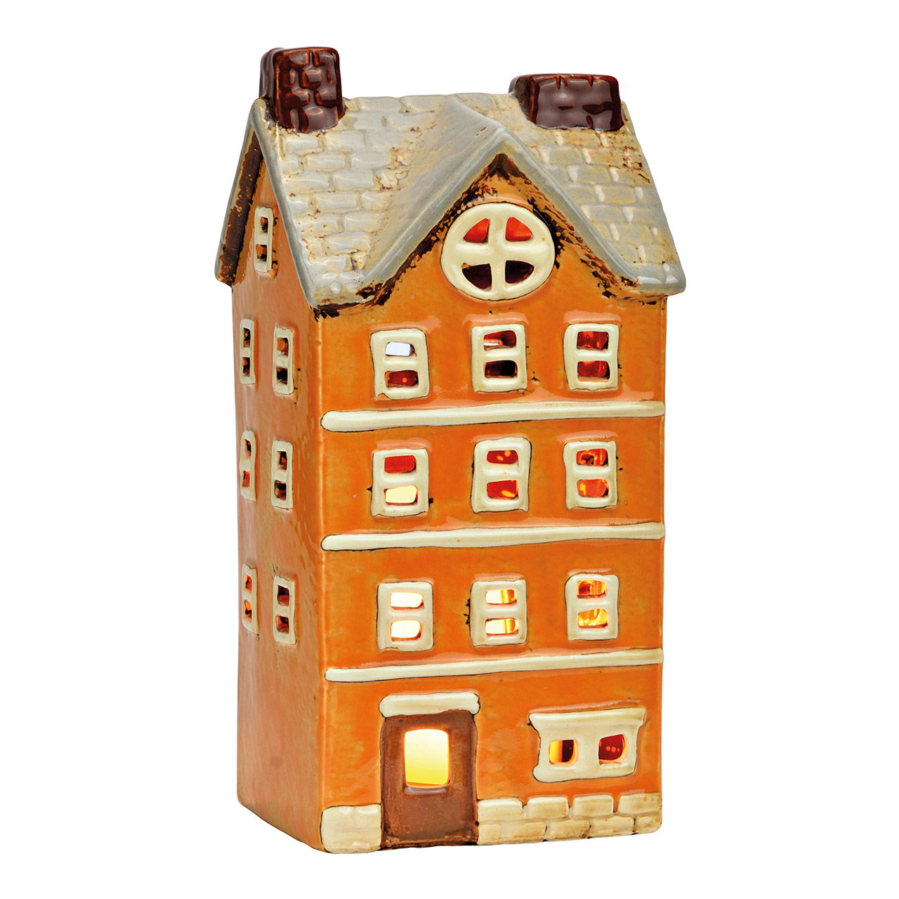 Stoneware lantern house colorful (W/H/D) 11x22x9cm