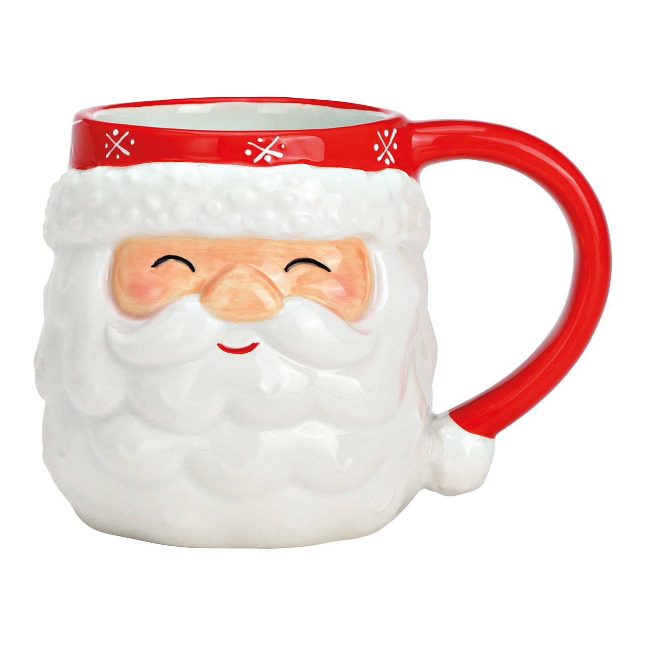 Mug Santa Claus 3D decor made of ceramic, red/white (W/H/D) 15x10x9cm 400ml