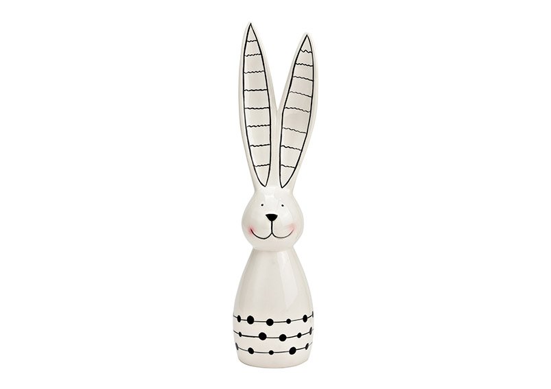 Coniglio in ceramica nero, bianco (L/H/D) 8x36x8cm