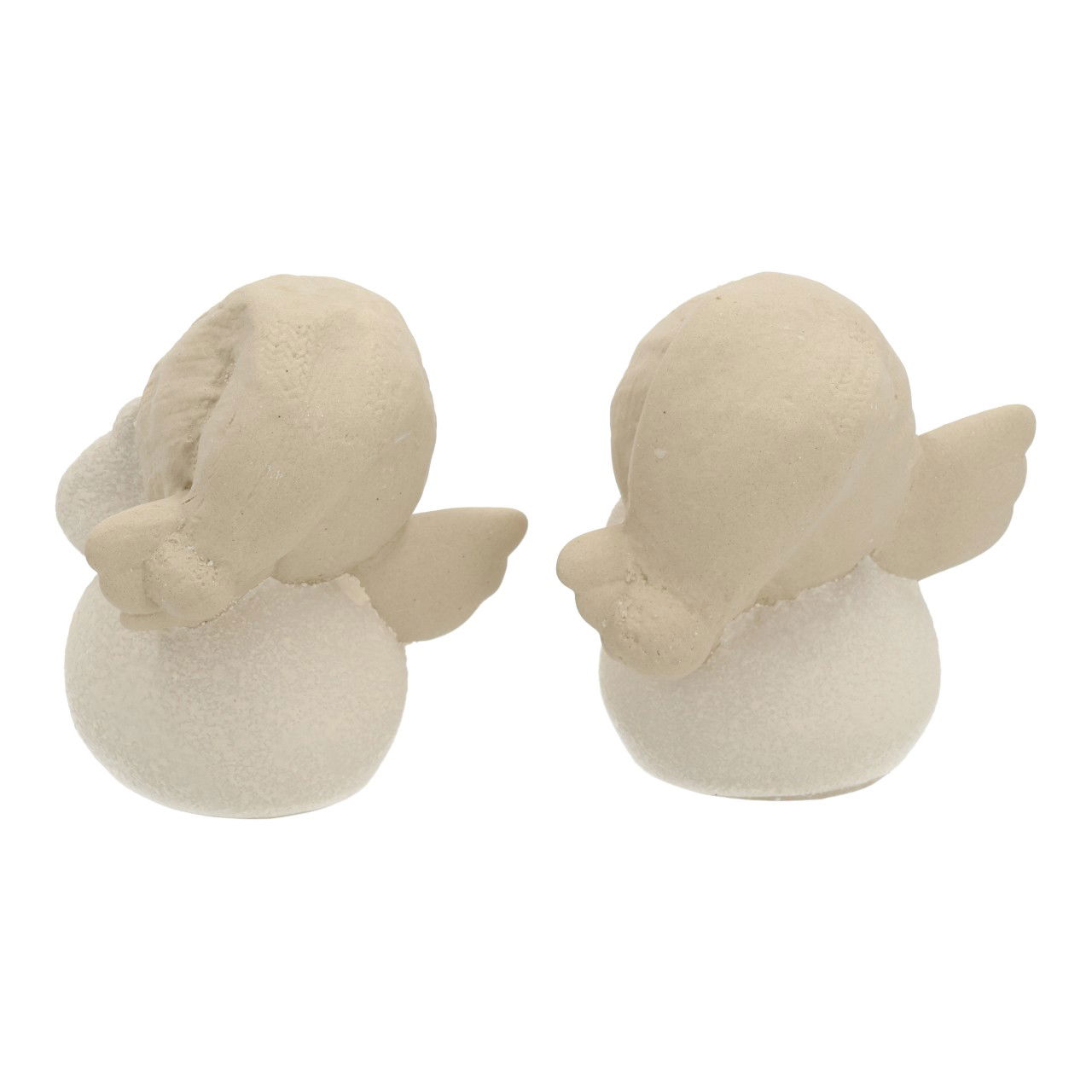 Engel Schneemann aus Steingut Beige 2-fach sortiert (B/H/T) 7x8x5cm Bekleidung, Hut, Schnee, Schneemann, Winter
