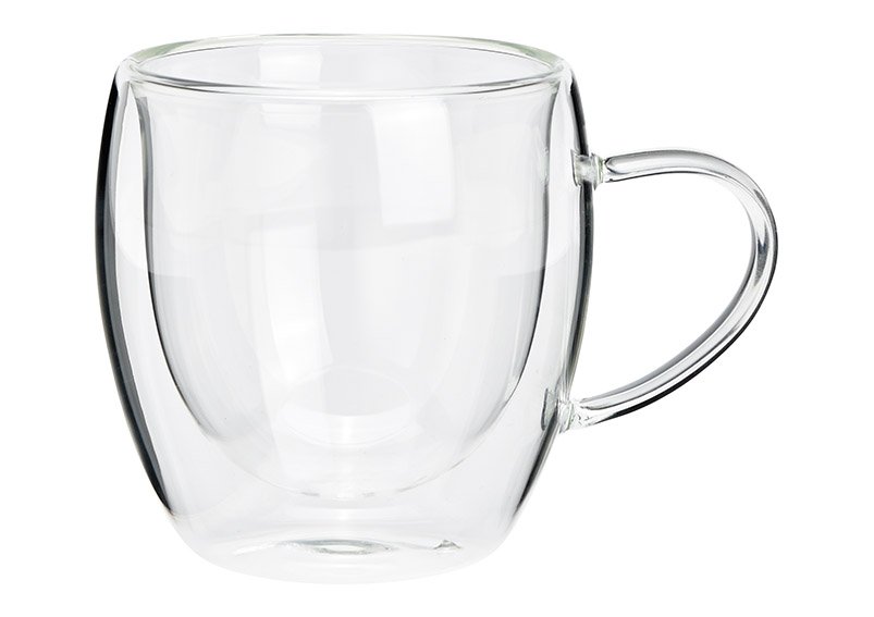 Mug in vetro a doppia parete trasparente (W/H/D) 12x9x8cm 250ml