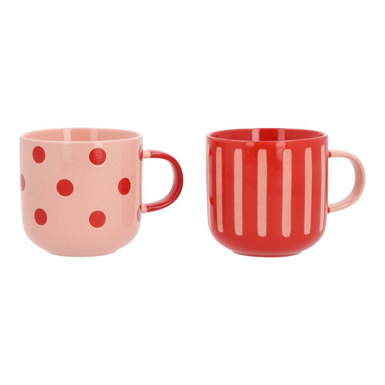 Becher aus Steingut Rot 2-fach sortiert (B/H/T) 13x9x9cm 342ml Pokal