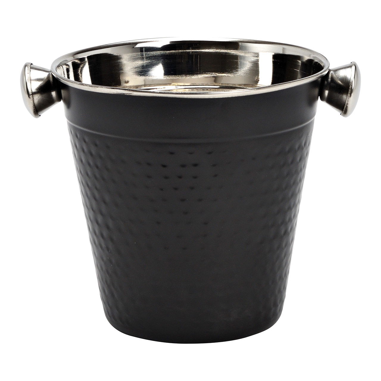 Metal champagne cooler black, silver (W/H/D) 17x14x14cm