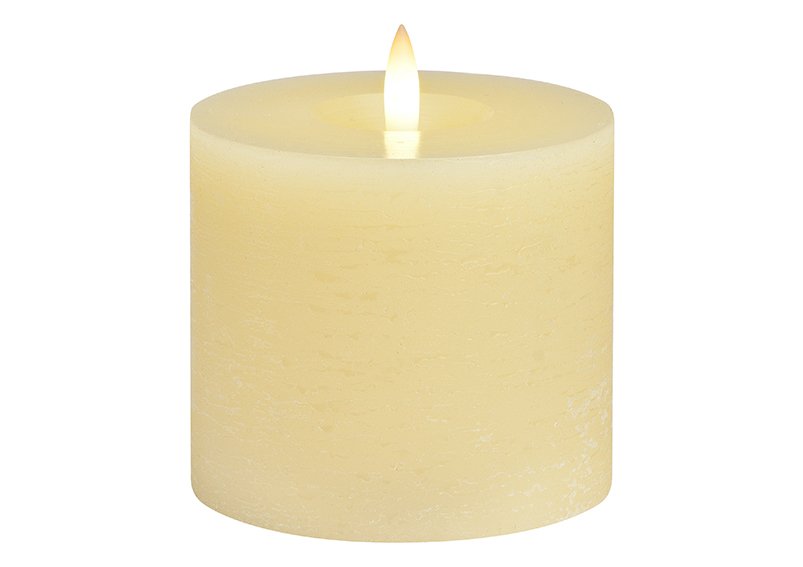 Candle LED cream, flickering light, exclusive 3xAA made of wax (W/H/D) 10x9x10cm