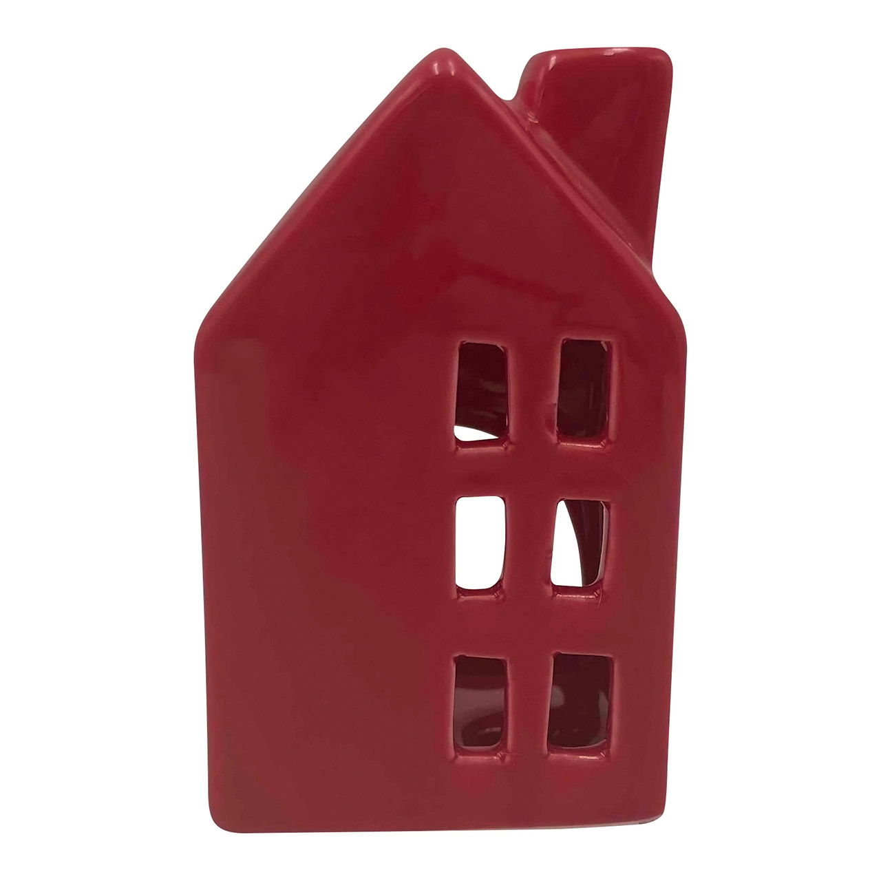 Teelichthaus aus Keramik, Rot (B/H/T) 6x10x6cm