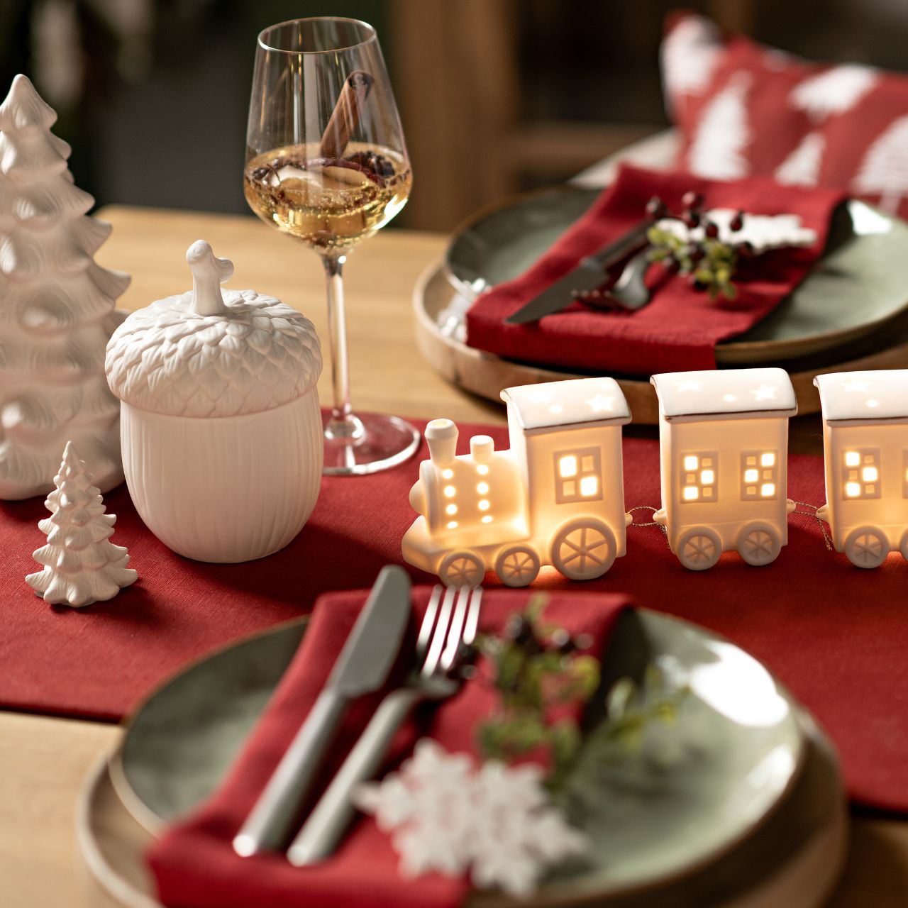 Albero di Natale in porcellana bianca (L/H/D) 5x7x5cm Glas, Tabelle, Esstisch, Tischplatte, Esszimmer