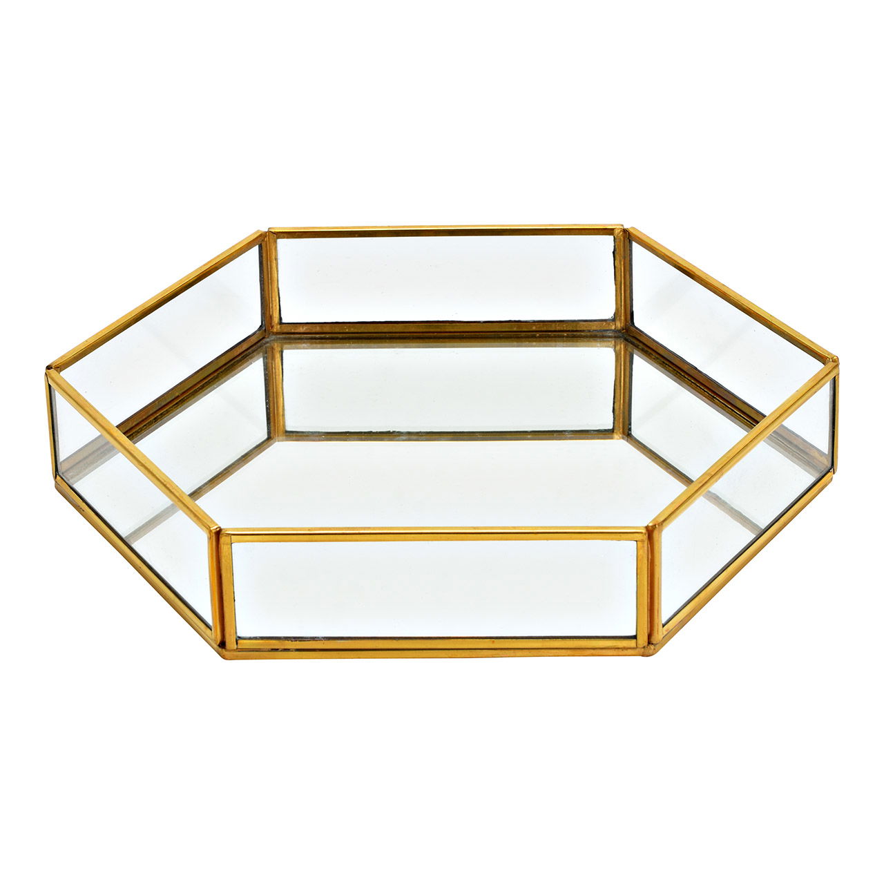 Tablett aus Metall/Glas gold (B/H/T) 26x4x22cm Tablett aus Metall/Glas gold (B/H/T) 26x4x22cm