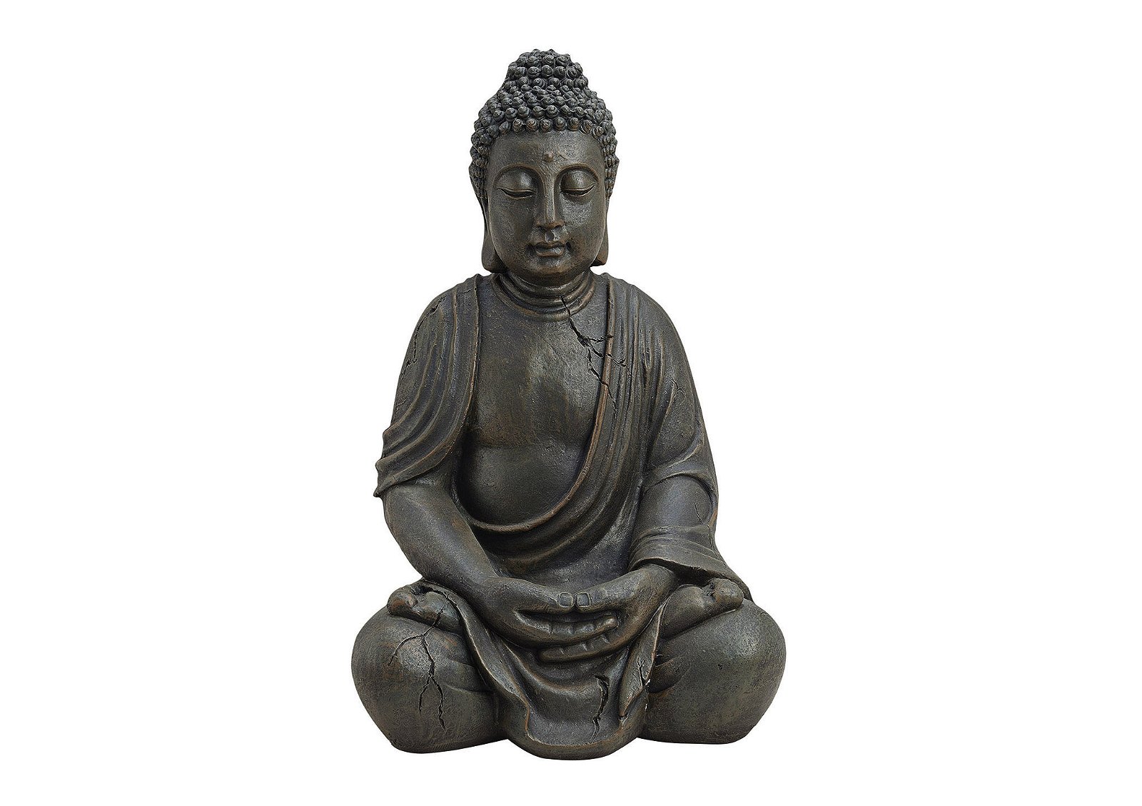 Buda sentado de color marrón hecho de poliéster, H50 cm