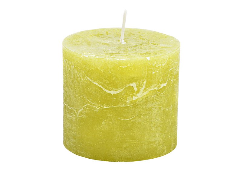 Candle 10x9x10cm wax olive light green 
