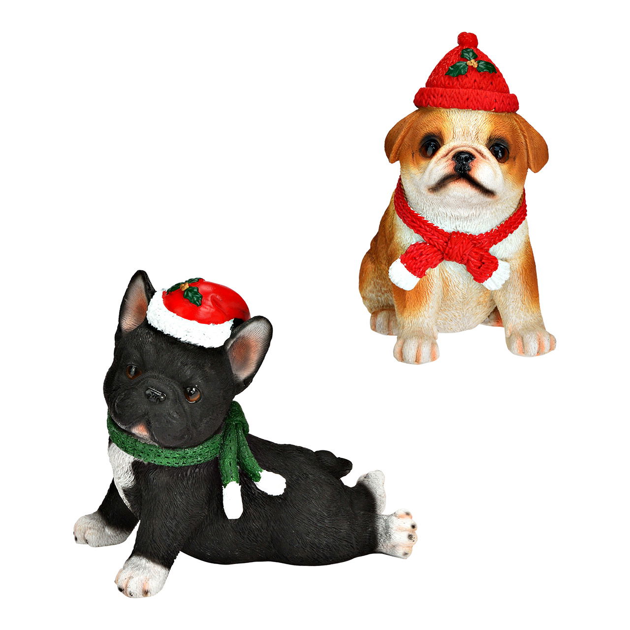 Dog with cap/scarf made of poly, 2-fold, black/nature (W/H/D) 10x12x7cm Dog with cap/scarf made of poly, 2-fold, black/nature (W/H/D) 10x12x7cm