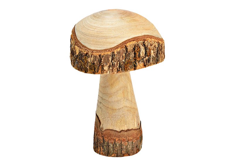 Paddenstoel van hout naturel (B/H/D) 8x14x8cm