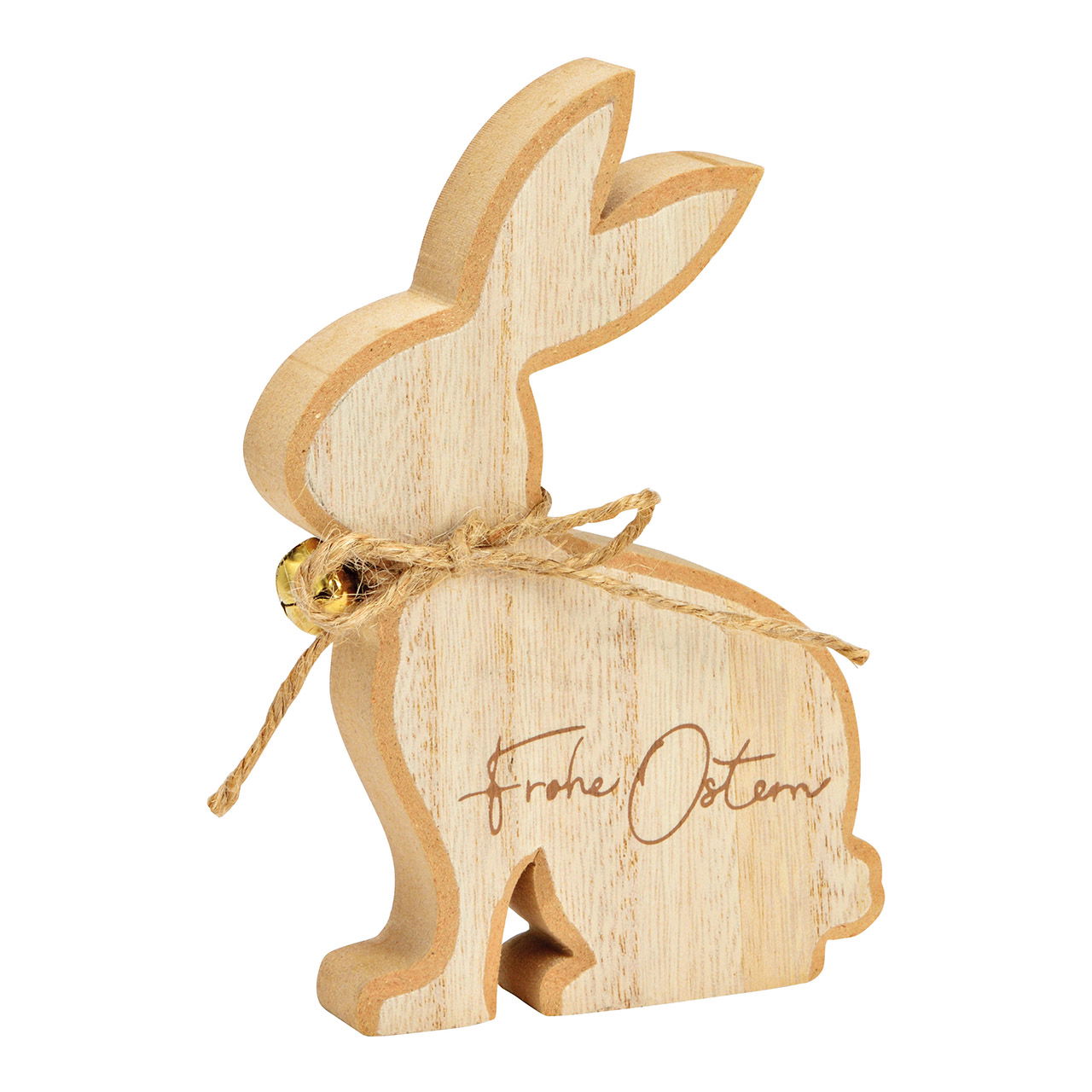 Présentoir Lapin, Joyeuses Pâques, en bois naturel (L/H/P) 9x15x2cm