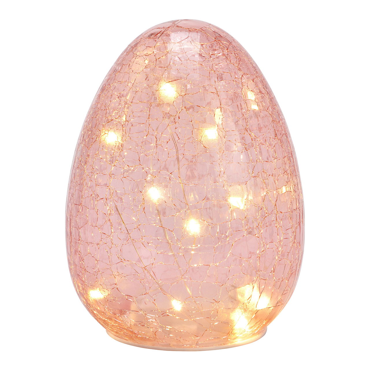 Huevo de Pascua decorativo con 15 LEDs/temporizador de cristal, rosa (A/A/A) 12x16x12cm Funcionamiento con pilas 3xAA no incluidas