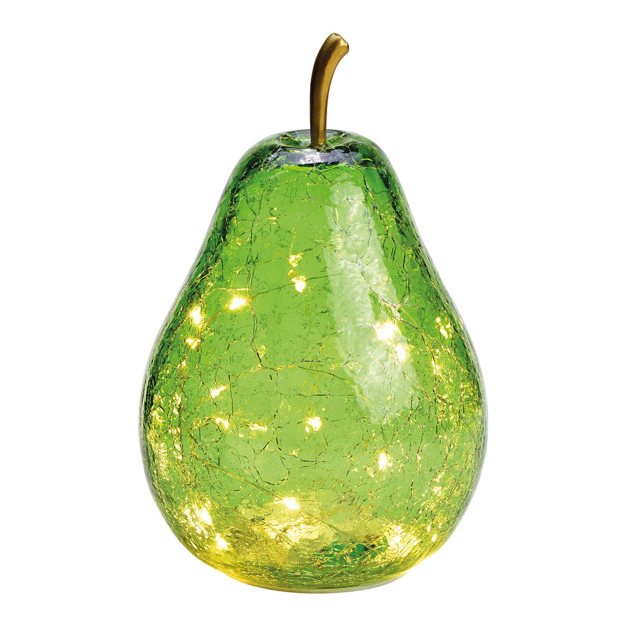 Birne mit 20er LED mit Timer aus Glas hell Grün (B/H/T) 15x23x15cm Essen, Obst, Pflanze, Produzieren, Birne