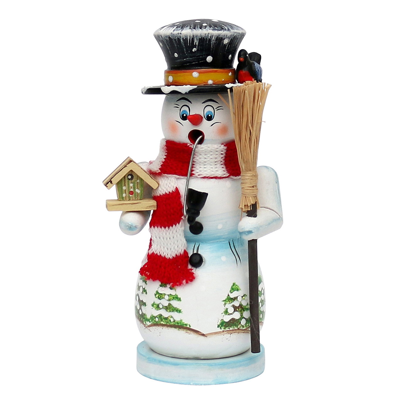 Räucherschneemann Toni klein mit Strickschal aus Holz Bunt (B/H/T) 7x6x15,5cm Schneemann, Dekofigur, Winter, Skulptur, Besenhalter