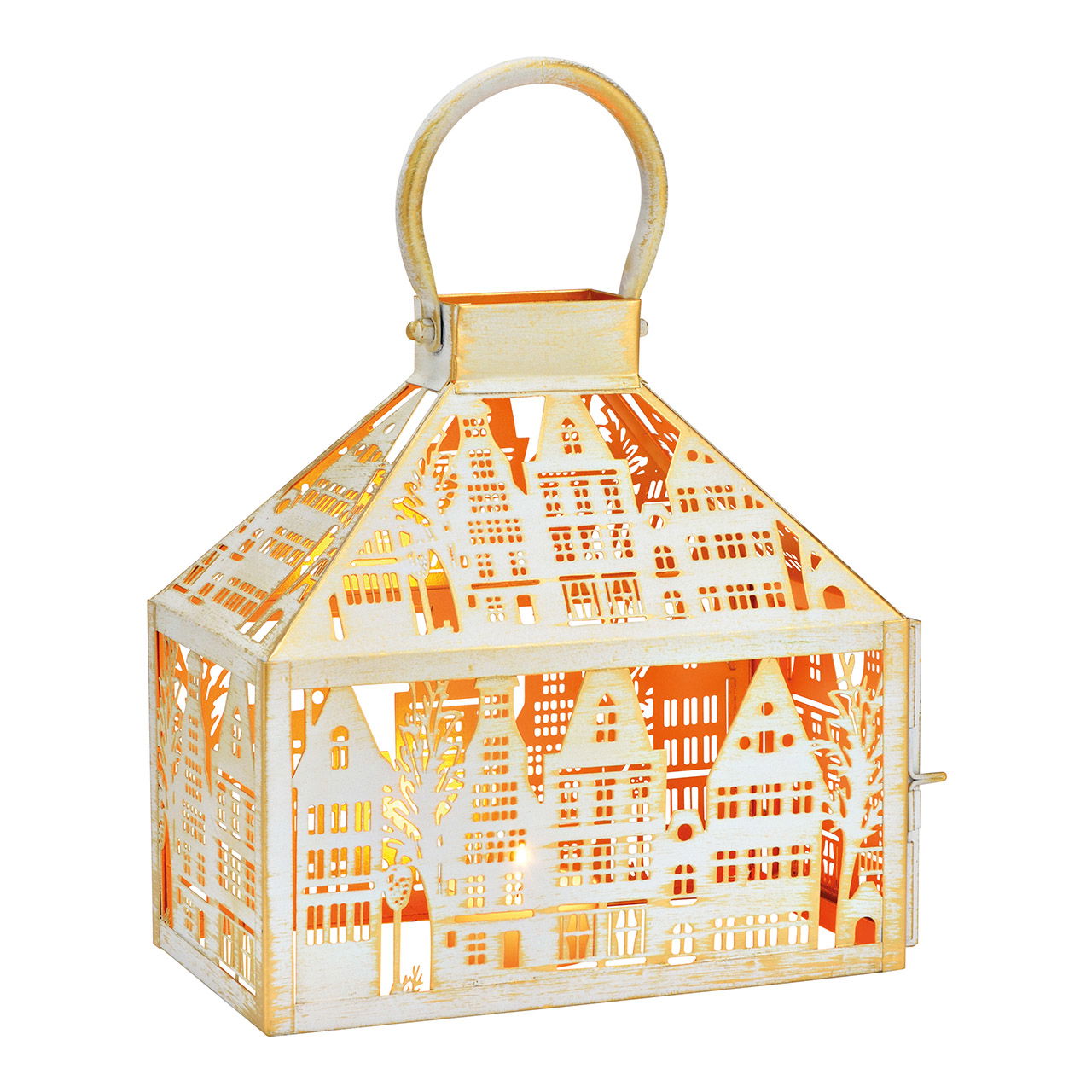 Laterne Stadthaus aus Metall weiß (B/H/T) 24x26x14cm Laterne Stadthaus aus Metall weiß (B/H/T) 24x26x14cm