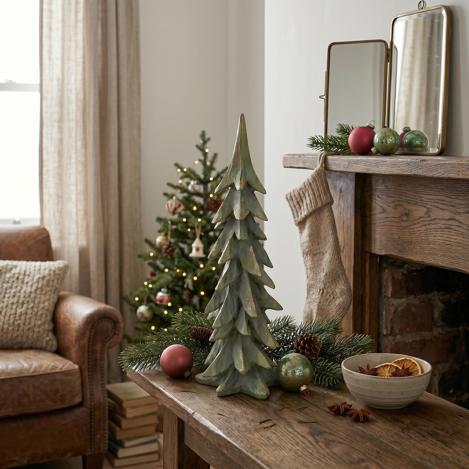 Tannenbaum aus Poly Grün (B/H/T) 17x42x15cm Kunstbaum, Weihnachtsbaum, Deko-Baum, grün, zweigig