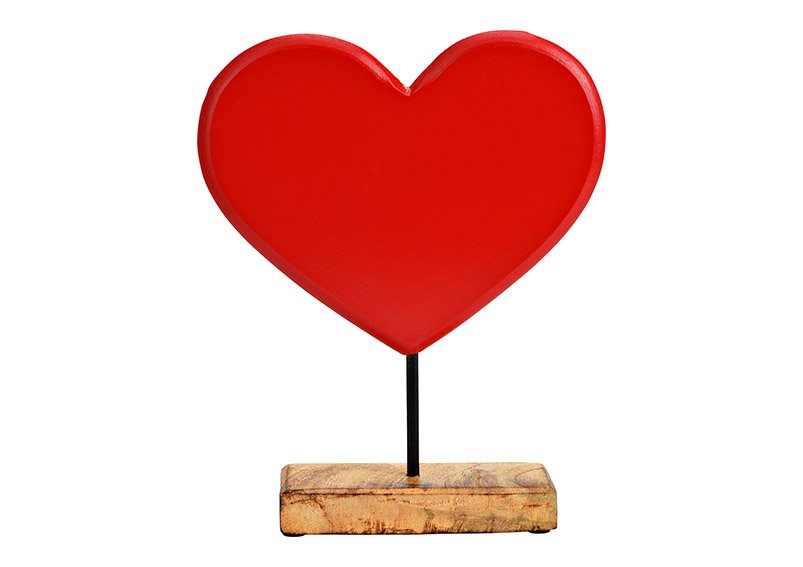 Présentoir cœur en bois rouge (L/H/P) 20x27x5cm