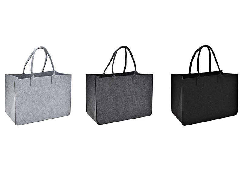 Bag with handle of felt grey 3-fold, (W/H/D) 50x35x27cm