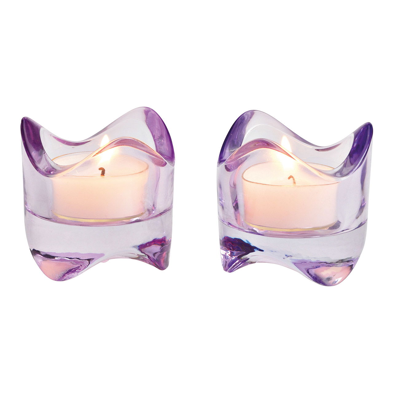 Tealight holder made of glass purple 2-fold, (W/H/D) 6x6x6cm Tealight holder made of glass purple 2-fold, (W/H/D) 6x6x6cm
