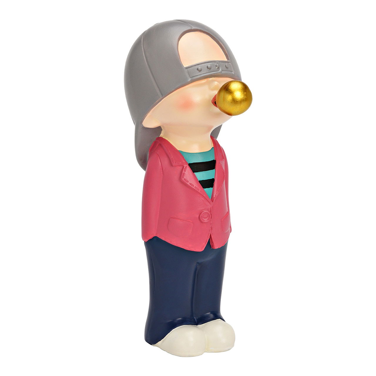 Boy with chewing gum bubble made of poly colorful (W/H/D) 9x26x12cm Boy with chewing gum bubble made of poly colorful (W/H/D) 9x26x12cm