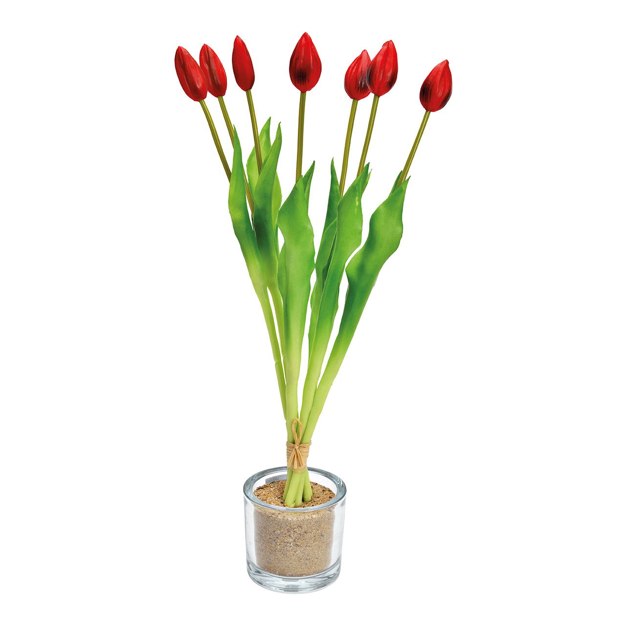 Boeket tulpen met 7 plastic tulpen rood (B/H/D) 6x44x6cm