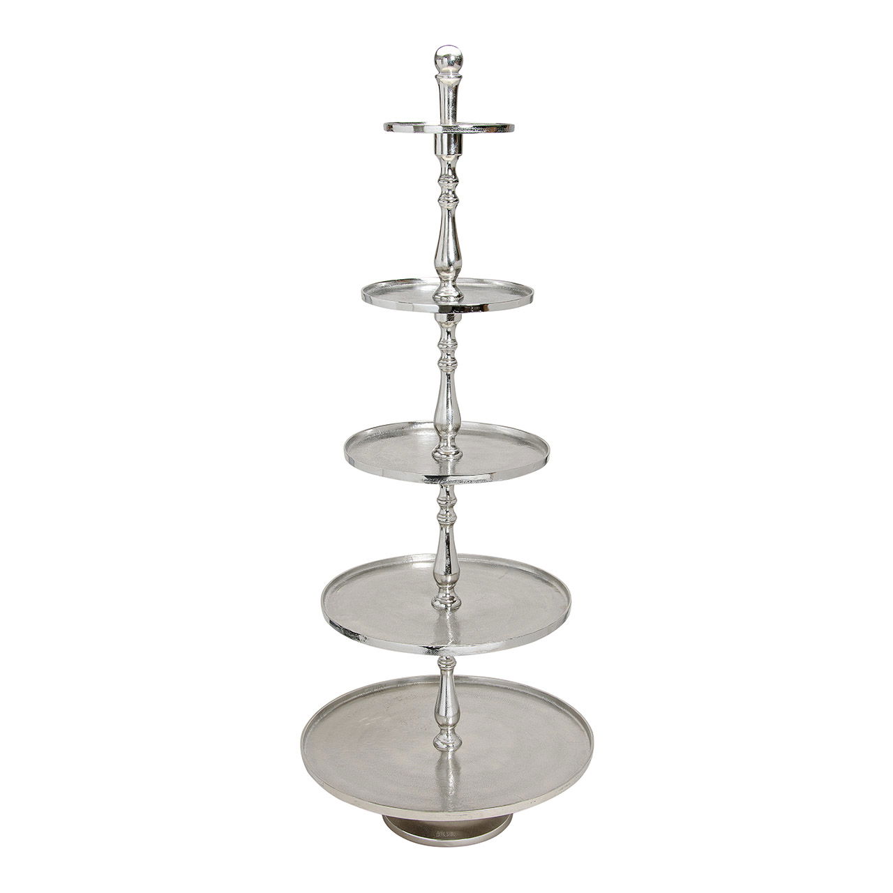 Etagere a 5 livelli in metallo, altezza 158 cm, livelli 25/34/42/53/64 cm Ø