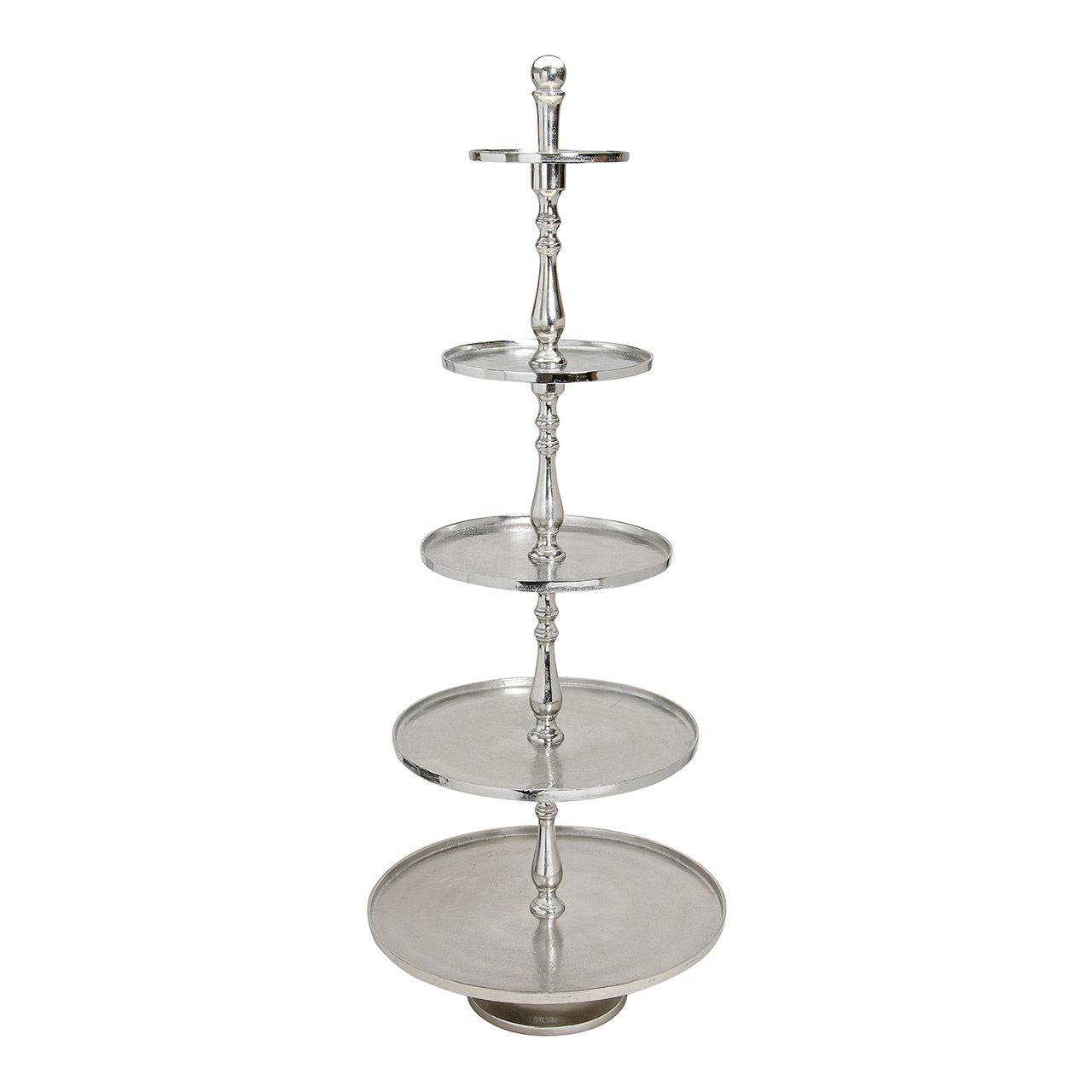 Etagere mit 5 Ebenen aus Metall, 158 cm hoch, Ebenen 25/34/42/53/64 cm Ø Etagere mit 5 Ebenen aus Metall, 158 cm hoch, Ebenen 25/34/42/53/64 cm Ø