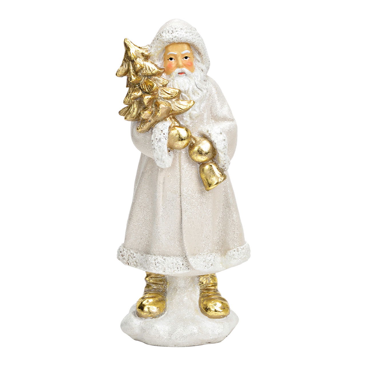 Santa Claus with glitter made of poly white, (W/H/D) 12x26x11cm