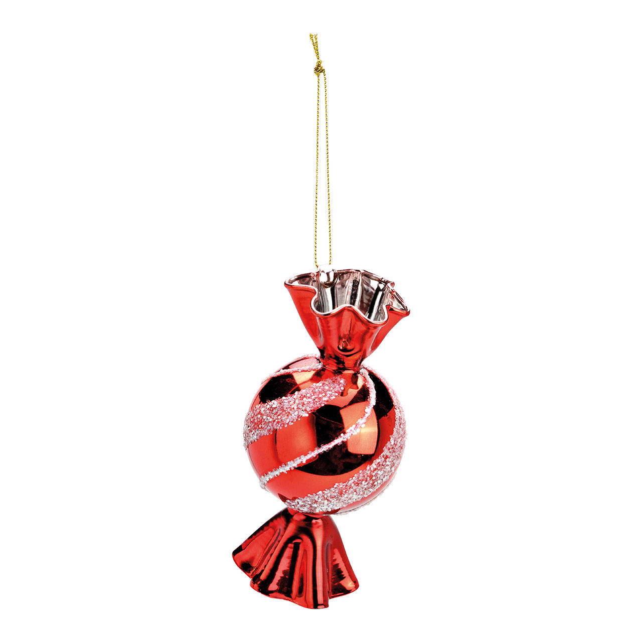 Pendentif de Noël bonbon en verre rouge (L/H/P) 7x13x7cm