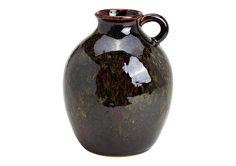 Jarrón, jarra, cerámica Verde (c/h/d) 19x24x19cm