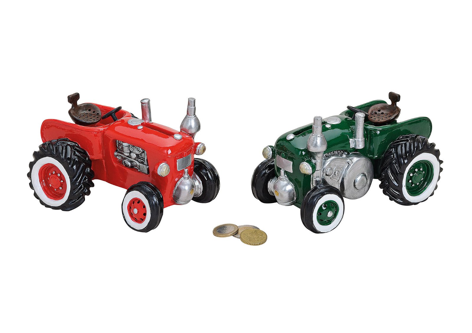 Tirelire Tracteur en poly, assorti 2 fois, L16 x P11 x H11 cm