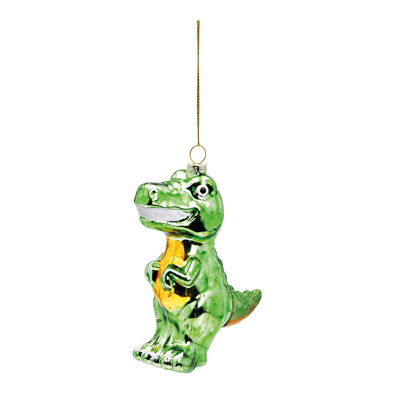 Weihnachtshänger Dino aus Glas, Grün (B/H/T) 10x12x4cm