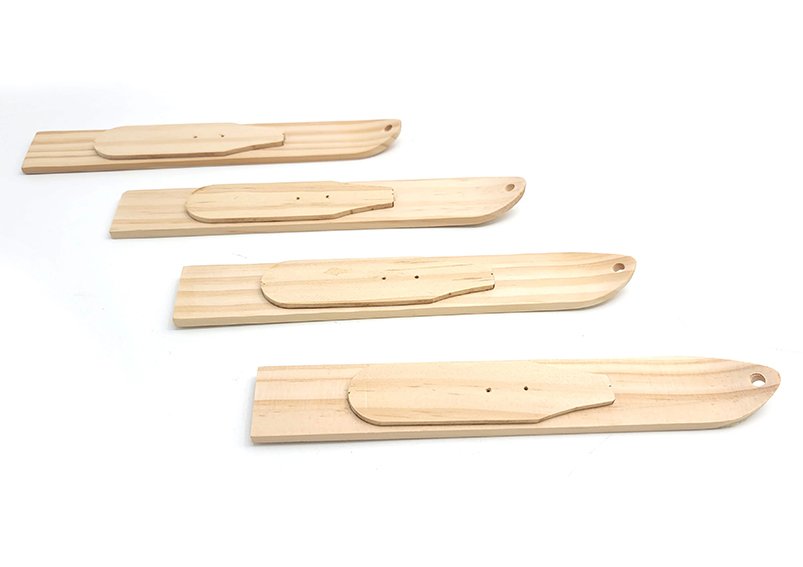 Apres-Allstars 4er set Miniski aus Holz als Tischdeko oder zum Umhängen, aus Holz natur (B/H/T) 4x3x20cm