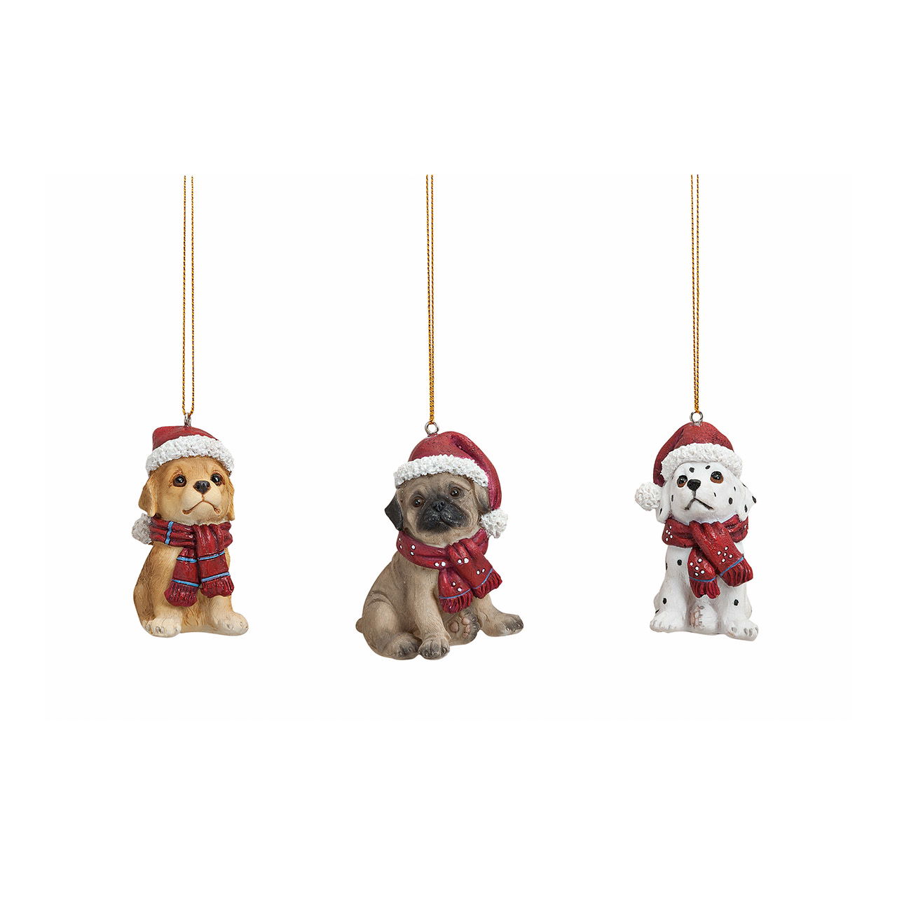 Weihnachtshänger Hund aus Poly, 3-fach, Braun/Weiß/Rot (B/H/T) 5x7x4cm Weihnachtshänger Hund aus Poly, 3-fach, Braun/Weiß/Rot (B/H/T) 5x7x4cm