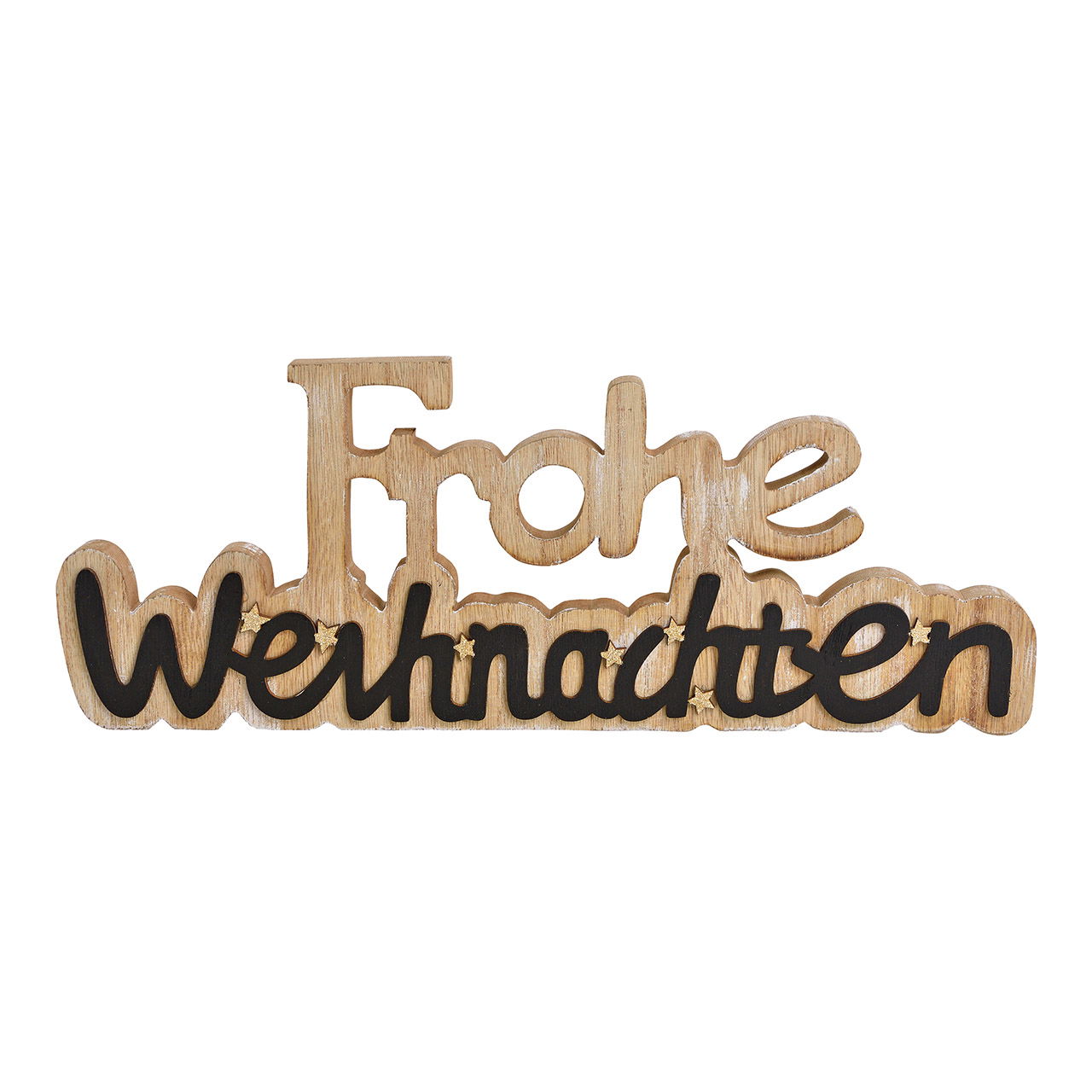 Aufsteller, Schriftzug, Frohe Weihnachten aus Holz Natur, schwarz (B/H/T) 40x15x2cm Aufsteller, Schriftzug, Frohe Weihnachten aus Holz Natur, schwarz (B/H/T) 40x15x2cm