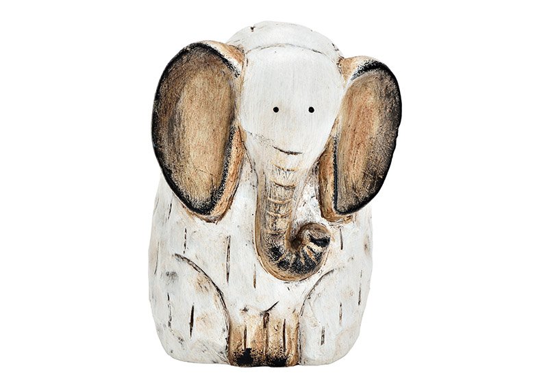 Clay elephant white (W/H/D) 11x15x10cm