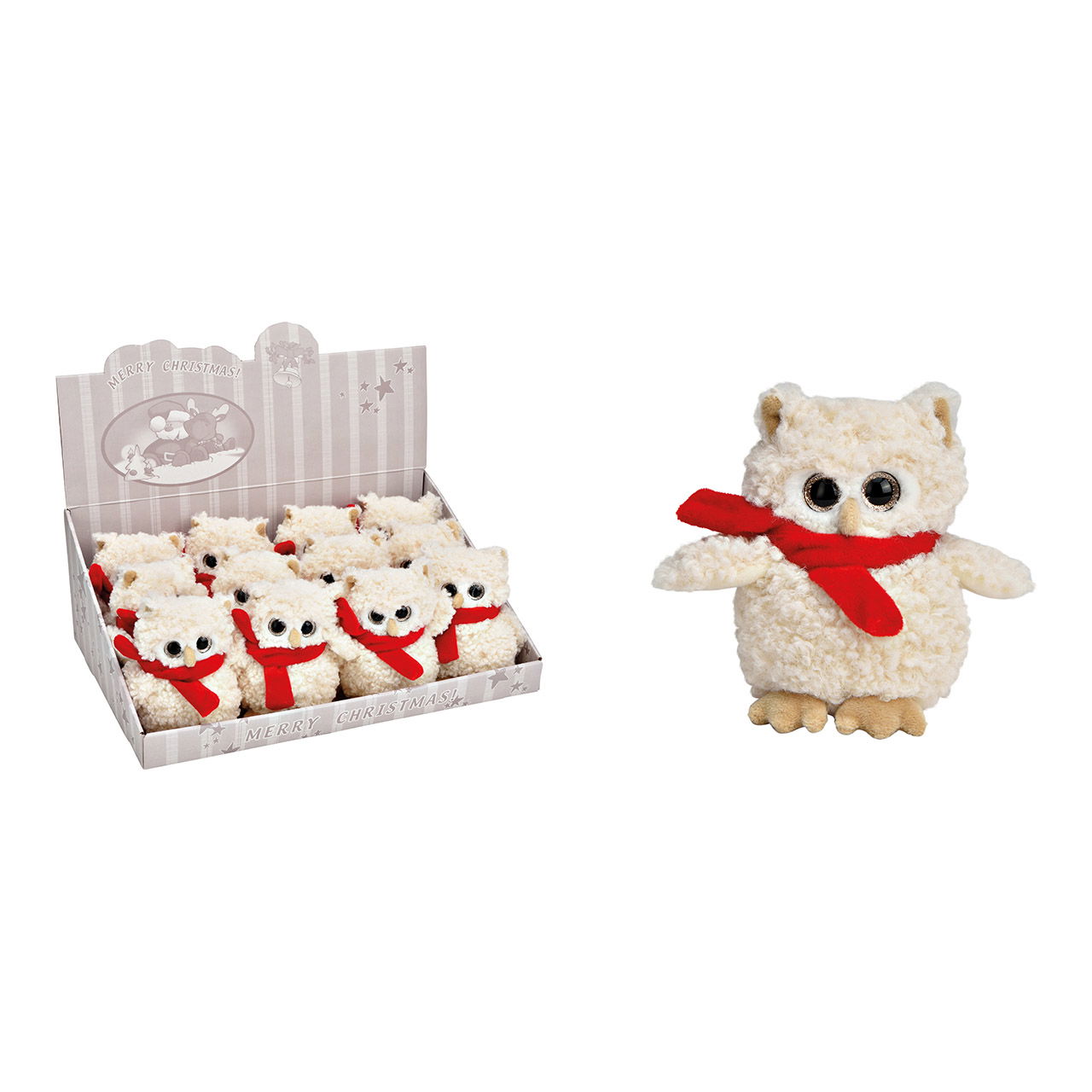 Owl made of plush white (W/H/D) 14x13x8cm Owl made of plush white (W/H/D) 14x13x8cm