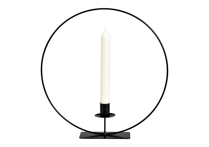Metal Candle Holder Ring Black (W/H/D) 30x30x6cm